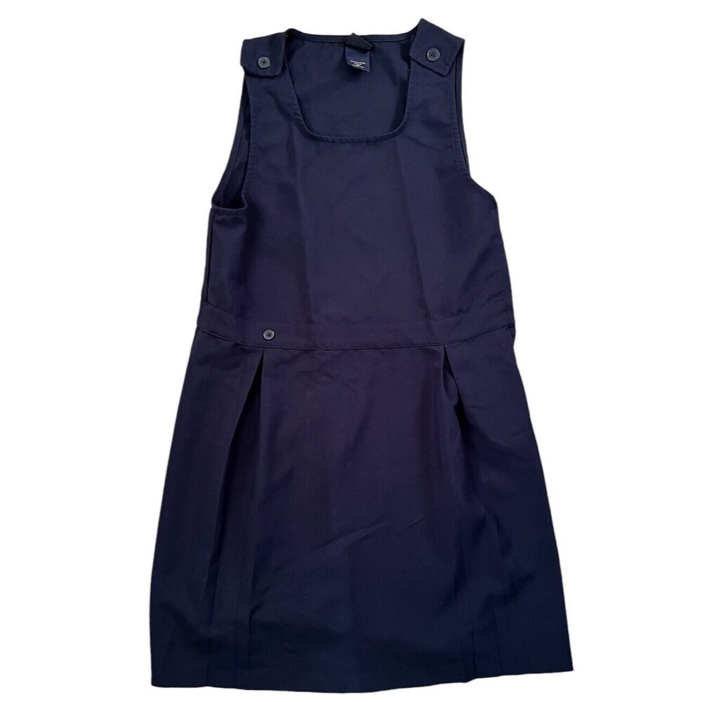 French Toast Navy Blue Button Shoulder Pleated Girl’s School Uniform Size 20